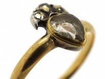 18ct Gold Stuart Heart & Crown Rock Crystal Ring
