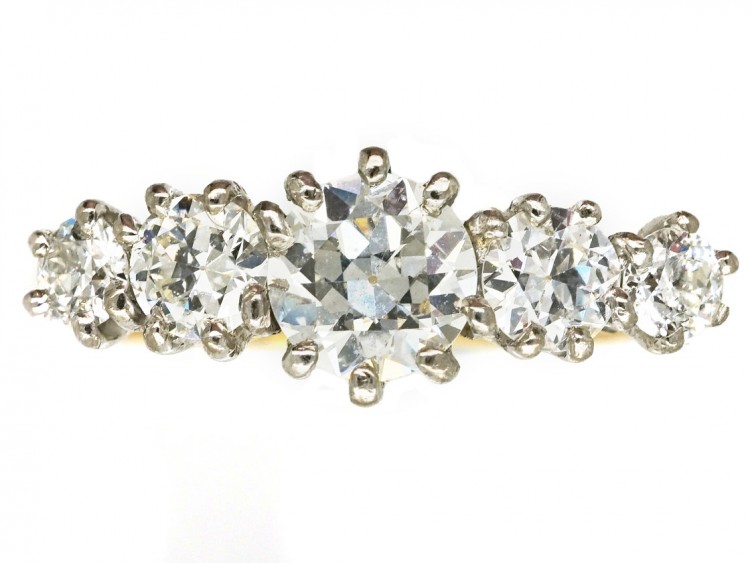 18ct Gold & Platinum, Diamond Five Stone Ring