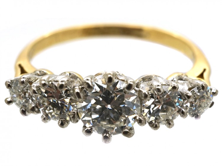 18ct Gold & Platinum, Diamond Five Stone Ring