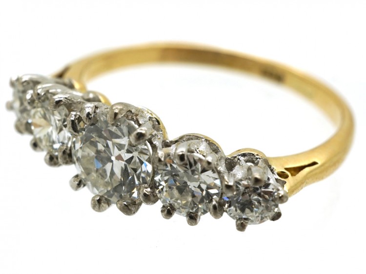 18ct Gold & Platinum, Diamond Five Stone Ring