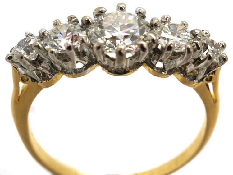 18ct Gold & Platinum, Diamond Five Stone Ring