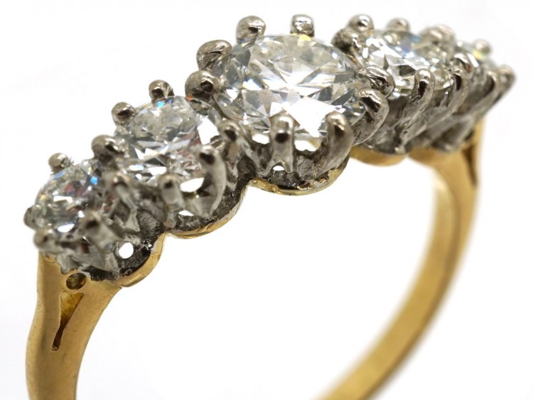 18ct Gold & Platinum, Diamond Five Stone Ring