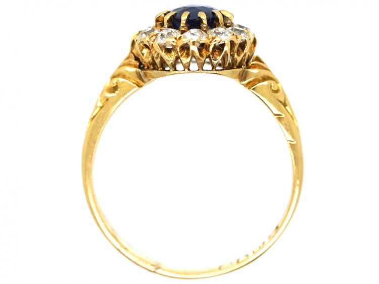Edwardian 18ct Gold, Sapphire & Diamond Oval Cluster Ring
