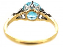 Art Deco 18ct Gold, Platinum, Zircon & Diamond Ring