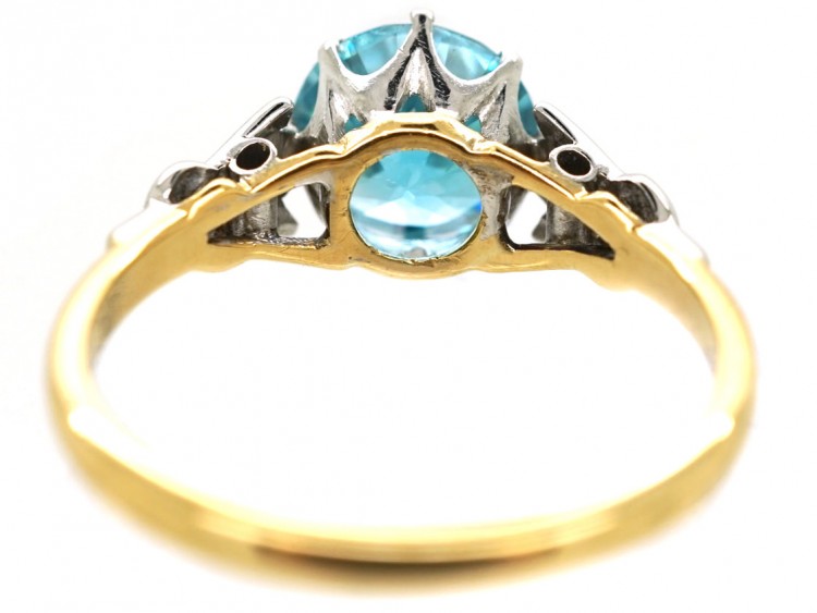 Art Deco 18ct Gold, Platinum, Zircon & Diamond Ring