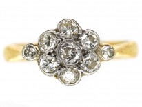 Edwardian 18ct Gold & Platinum, Diamond Cluster Ring With Diamond Shoulders