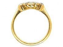 Edwardian 18ct Gold & Platinum, Diamond Cluster Ring With Diamond Shoulders