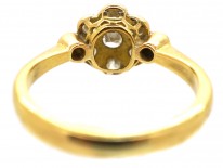 Edwardian 18ct Gold & Platinum, Diamond Cluster Ring With Diamond Shoulders