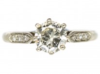Art Deco Diamond Solitaire Ring With Diamond Shoulders