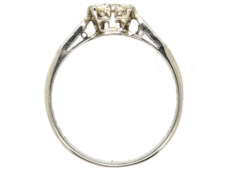 Art Deco Diamond Solitaire Ring With Diamond Shoulders