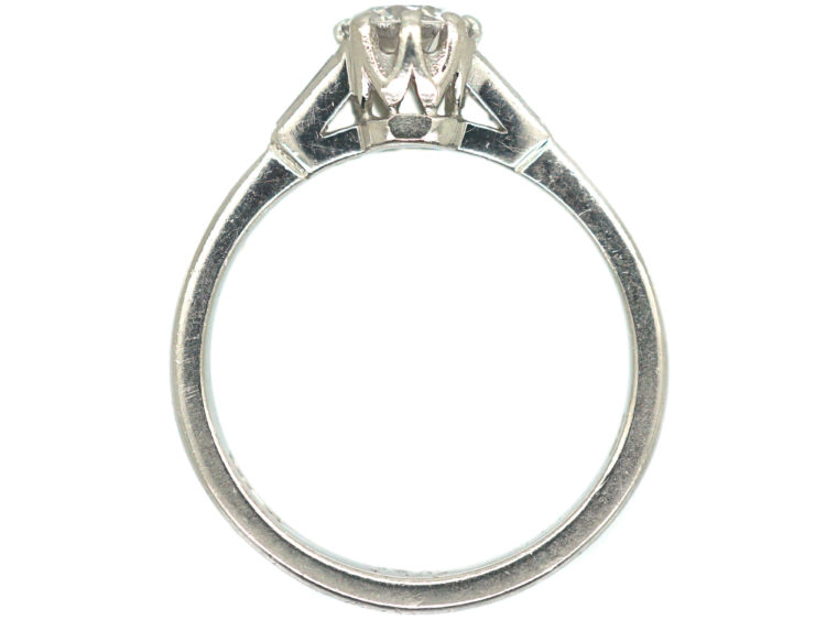 Millenium Platinum & Diamond Solitaire Ring With Diamond Baguette Shoulders