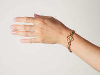 Edwardian 15ct Gold, Turquoise & Natural Split Pearl Heart Bracelet
