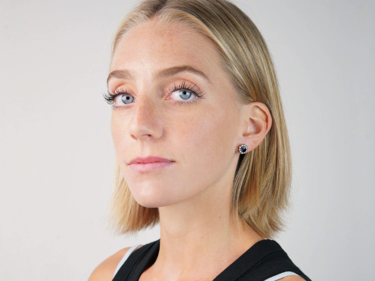 Sapphire & Diamond Oval Cluster Earrings