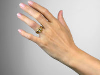 Edwardian 18ct Gold Double Snake Ring Set With Diamonds