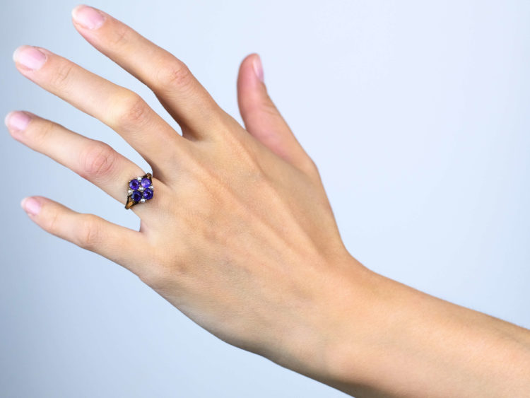 9ct Gold, Amethyst & Natural Split Pearl Ring