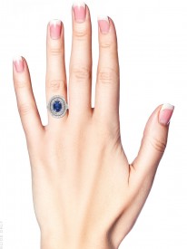 18ct White Gold Sapphire & Diamond Double Cluster Ring