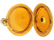 Art Deco 18ct Gold Round Locket Set With Sapphire & Diamonds