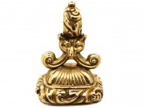 Georgian 18ct Gold Seal With Foxes Heads & an Amethyst Base