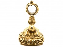 Georgian 18ct Gold Seal With Foxes Heads & an Amethyst Base