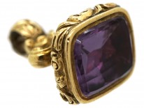 Georgian 18ct Gold Seal With Foxes Heads & an Amethyst Base