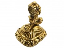 Georgian 18ct Gold Seal With Foxes Heads & an Amethyst Base