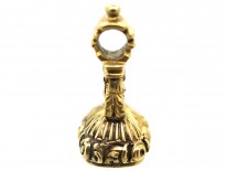 Georgian 18ct Gold Seal With Foxes Heads & an Amethyst Base