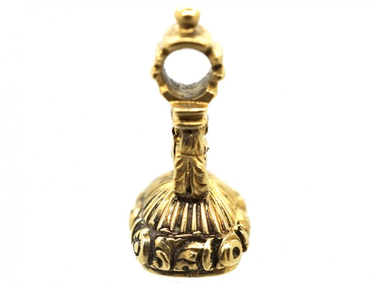 Georgian 18ct Gold Seal With Foxes Heads & an Amethyst Base