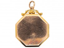 Edwardian 9ct Back & Front Octagonal Locket With Paste Set Swallow & Bow Motif