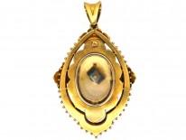 Victorian 15ct Gold Emerald & Natural Split Pearl Pendant With Star Motif