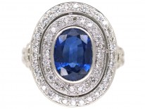 18ct White Gold Sapphire & Diamond Double Cluster Ring