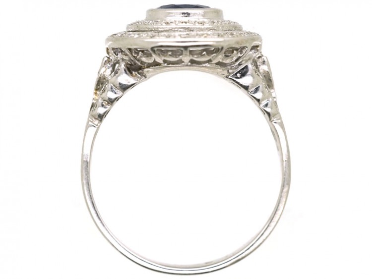 18ct White Gold Sapphire & Diamond Double Cluster Ring