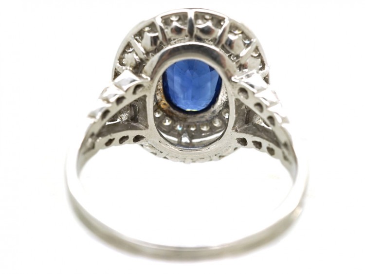 18ct White Gold Sapphire & Diamond Double Cluster Ring