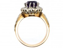 18ct Gold Amethyst & Diamond Ring With Owl & Flame Motif