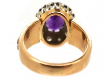 18ct Gold Amethyst & Diamond Ring With Owl & Flame Motif