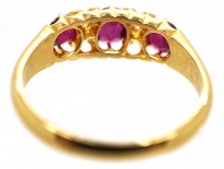 Edwardian 18ct Gold, Three Stone Ruby & Diamond Ring