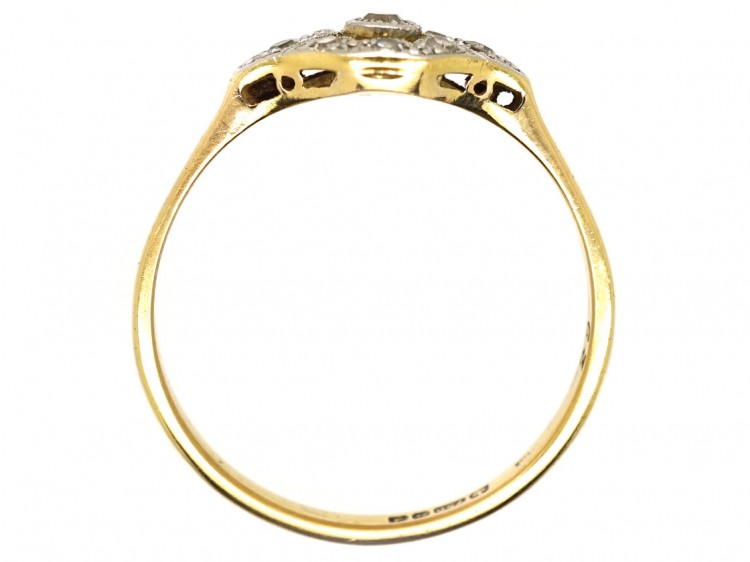 Edwardian 18ct Gold, Platinum & Diamond Cluster Ring
