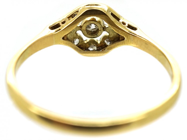 Edwardian 18ct Gold, Platinum & Diamond Cluster Ring