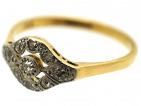 Edwardian 18ct Gold, Platinum & Diamond Cluster Ring