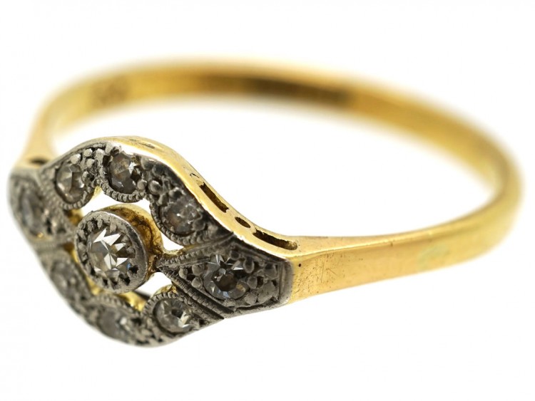 Edwardian 18ct Gold, Platinum & Diamond Cluster Ring