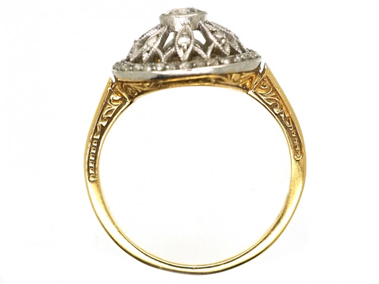 Edwardian 18ct Gold, Platinum & Diamond Cluster Ring