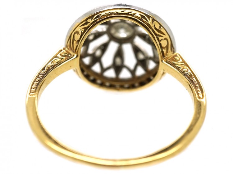 Edwardian 18ct Gold, Platinum & Diamond Cluster Ring