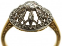 Edwardian 18ct Gold, Platinum & Diamond Cluster Ring