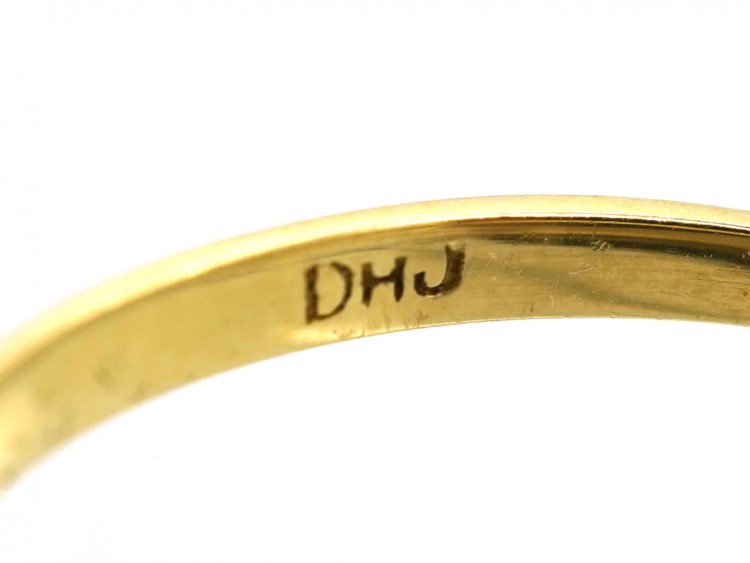 Victorian 18ct Gold, Ruby & Diamond Three Stone Carved Half Hoop Ring