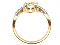 Art Nouveau 14ct Gold & Silver, Diamond & Sapphire Ring