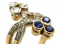 Art Nouveau 14ct Gold & Silver, Diamond & Sapphire Ring