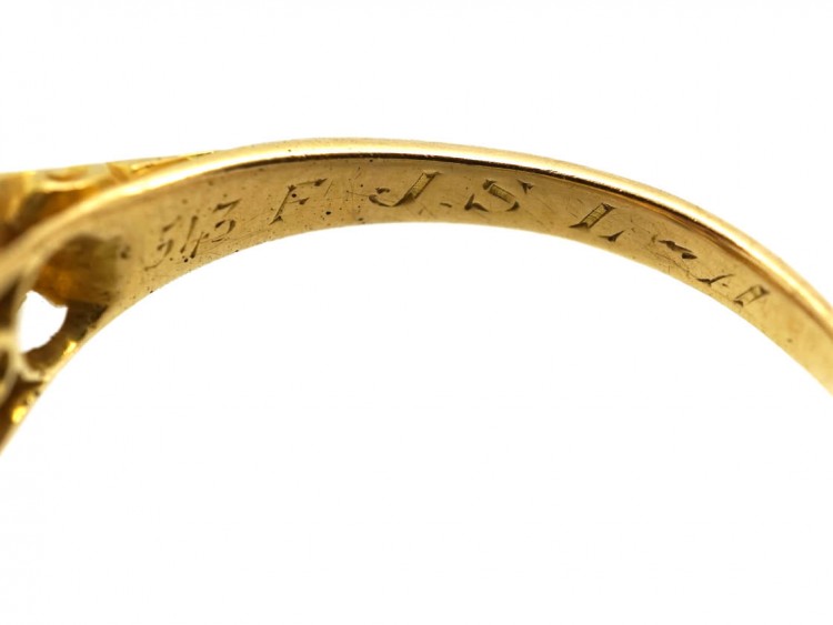 Edwardian 18ct Gold, Three Stone Opal & Diamond Ring