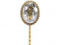 Victorian 15ct Gold, Oval Pale Aquamarine Tie Pin