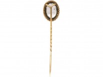 Victorian 15ct Gold, Oval Pale Aquamarine Tie Pin