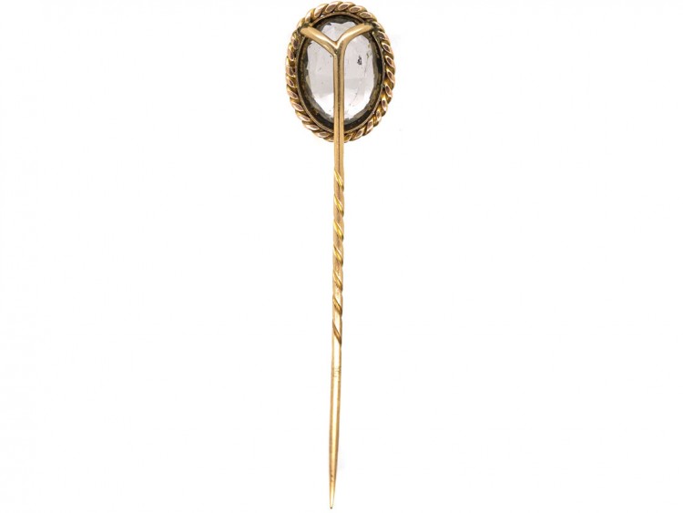 Victorian 15ct Gold, Oval Pale Aquamarine Tie Pin