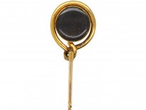 Victorian 18ct Gold, Banded Onyx , Platted Hair & Rose Diamond Tie Pin